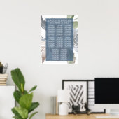 Dusty Floral | Smoky Pastel Wedding Seding Chart Poster (Thuiskantoor)
