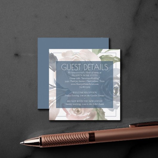 Dusty Floral | Smoky Soft Pastel Weddenschap — Geg Informatiekaartje