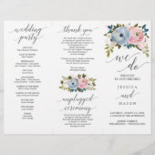 Dusty Floral Tri-Fold Wedding Programme Flyer (Voorkant)