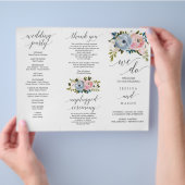 Dusty Floral Tri-Fold Wedding Programme Flyer (Hand)