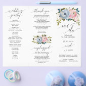 Dusty Floral Tri-Fold Wedding Programme Flyer (Enkel)
