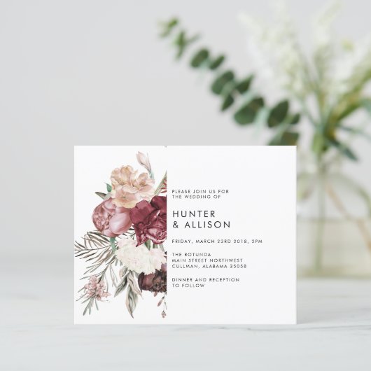 Dusty Floral Wedding Invitation (Staand voorkant)
