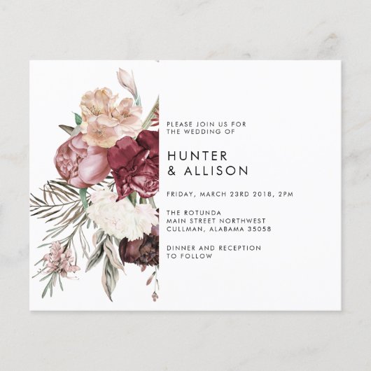 Dusty Floral Wedding Invitation (Voorkant)