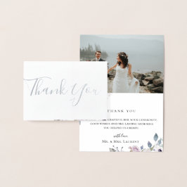 Dusty Floral Wedding Photo Folie Dank u kaart