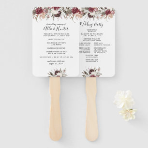 Dusty Floral Wedding Program Fan Handwaaier