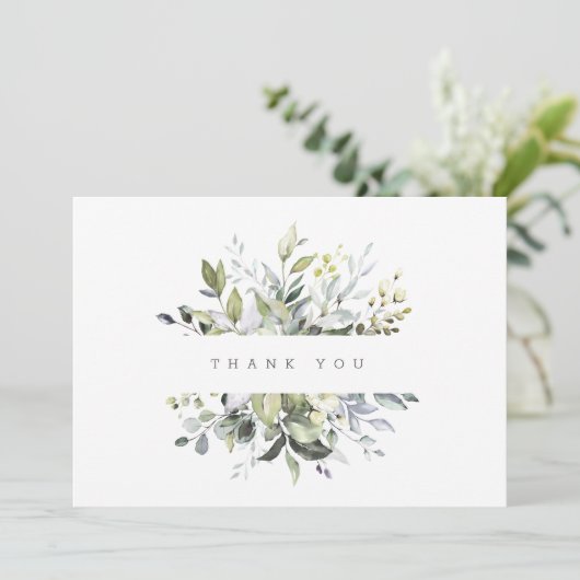 Dusty Florals Greenery Bedankkaart (Staand voorkant)