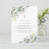 Dusty Florals Soft Lila Baptisme Invitation Kaart (Staand voorkant)