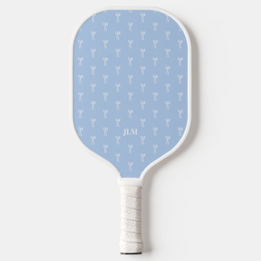 Dusty French Something Blue Classic Coquette Bow Pickleball Paddle (Voorkant)
