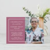 Dusty Fuchsia Minimal Celebration Life Photo Kaart (Staand voorkant)