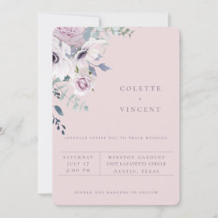 Dusty Garden Floral Blush Wedding Invitation Aankondiging