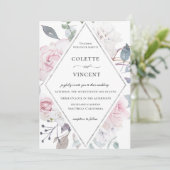 Dusty Garden Floral Lijst Wedding Kaart (Staand voorkant)