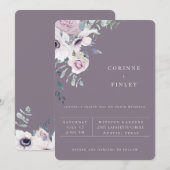Dusty Garden Floral Violet Weddenschap Aankondiging (Voorkant / Achterkant)