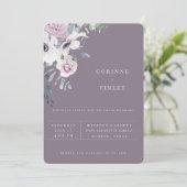 Dusty Garden Floral Violet Weddenschap Aankondiging (Staand voorkant)