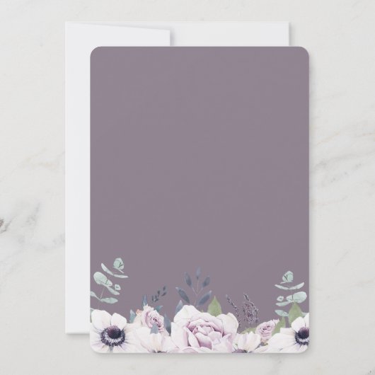 Dusty Garden Floral Violet Weddenschap Aankondiging (Achterkant)