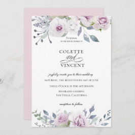 Dusty Garden Floral Wedding Invitation Kaart