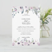 Dusty Garden Floral Wedding Invitation Kaart (Staand voorkant)