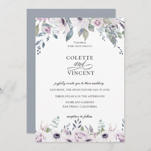 Dusty Garden Floral Wedding Invitation Kaart