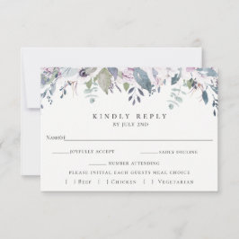 Dusty Garden Floral Wedding RSVP Kaart