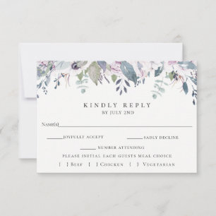 Dusty Garden Floral Wedding RSVP Kaart