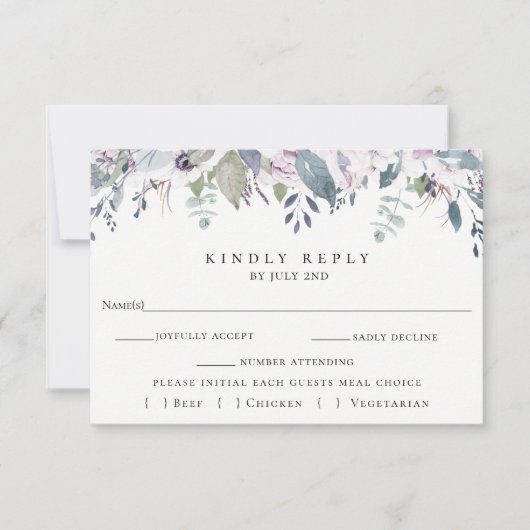 Dusty Garden Floral Wedding RSVP Kaart (Voorkant)
