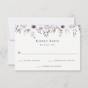 Dusty Garden Floral Wedding RSVP Kaart