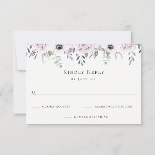Dusty Garden Floral Wedding RSVP Kaart (Voorkant)