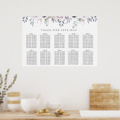 Dusty Garden Floral Wedding Seating Chart Poster (Keuken)