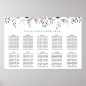 Dusty Garden Floral Wedding Seating Chart Poster (Voorkant)