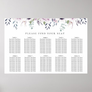 Dusty Garden Floral Wedding Seating Chart Poster