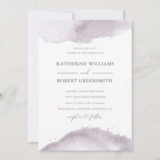 Dusty Gold Elegant Mauve Wedding Invitation Kaart (Voorkant)