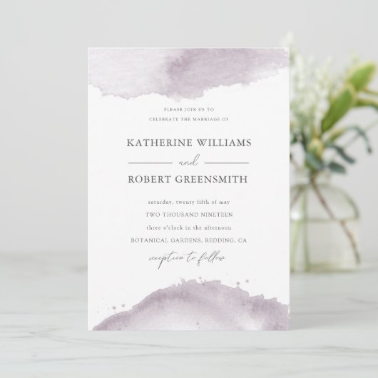 Dusty Gold Elegant Mauve Wedding Invitation Kaart (Staand voorkant)