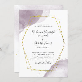 Dusty Gold Elegant Mauve Wedding Invitation Kaart