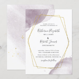 Dusty Gold Elegant Mauve Wedding Invitation Kaart