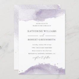 Dusty Gold Elegant Paars Wedding Invitation Kaart