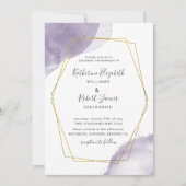 Dusty Gold Elegant Paars Wedding Invitation Kaart (Voorkant)