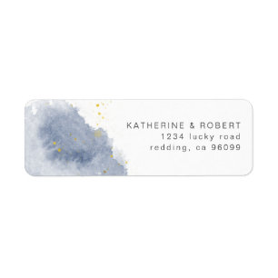 Dusty Gold en Blue Return Address Label