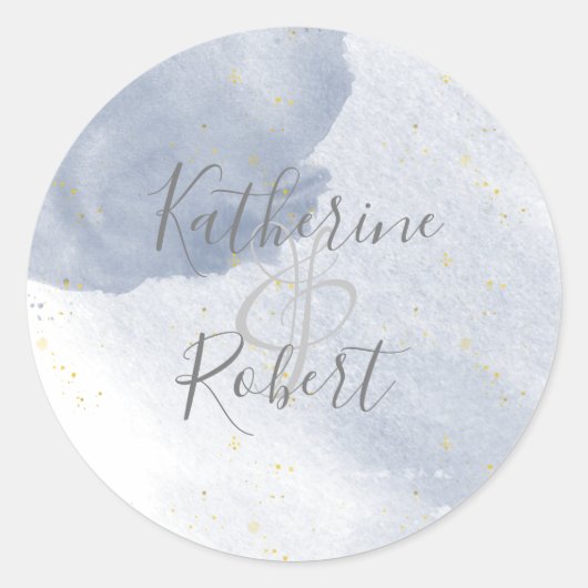 Dusty Gold en Blue Wedding Monogram Sticker (Voorkant)