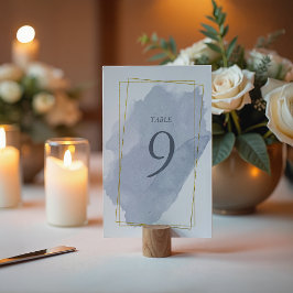 Dusty Gold en Blue Wedding Table Kaart