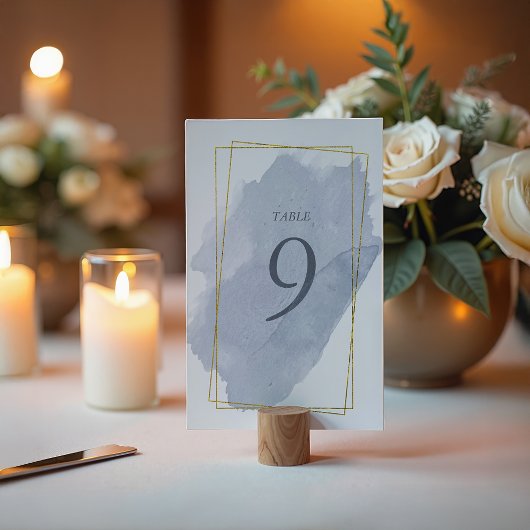 Dusty Gold en Blue Wedding Table Kaart