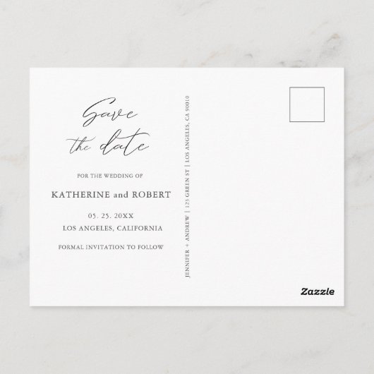 Dusty Gold en Paarse | Foto De datum opslaan Briefkaart (Achterkant)