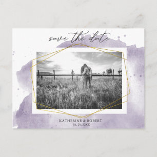 Dusty Gold en Paarse   Foto De datum opslaan Briefkaart