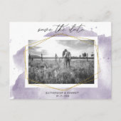 Dusty Gold en Paarse | Foto De datum opslaan Briefkaart (Voorkant)