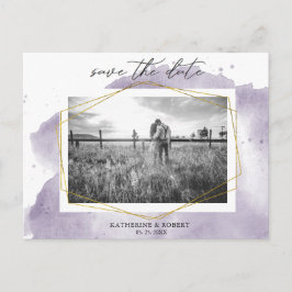 Dusty Gold en Paarse | Foto De datum opslaan Briefkaart