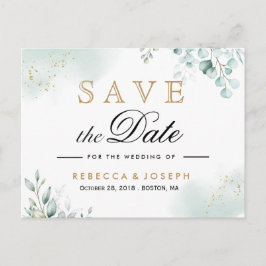 Dusty Gold Eucalyptus Greenery Wedding Briefkaart