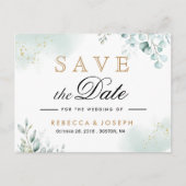Dusty Gold Eucalyptus Greenery Wedding Briefkaart (Voorkant)