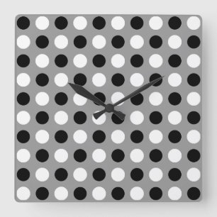 Dusty Gray Polka Dots Vierkante Klok