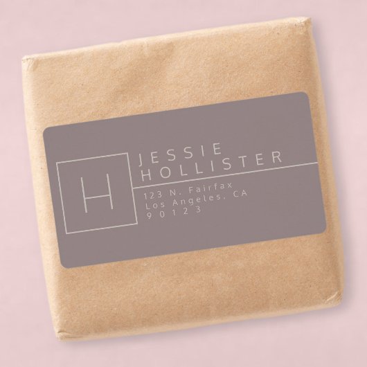 Dusty Gray/Silver Rust Monogrammed Return Address Etiket
