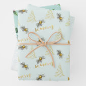 Dusty Green and Gold Wrapping Paper Sheets (In situ)