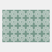 Dusty Green Arabesque Geometric Pattern Inpakpapier Vel (Voorkant 2)
