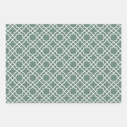 Dusty Green Arabesque Pattern Gift Wrapping Paper (Voorkant 2)
